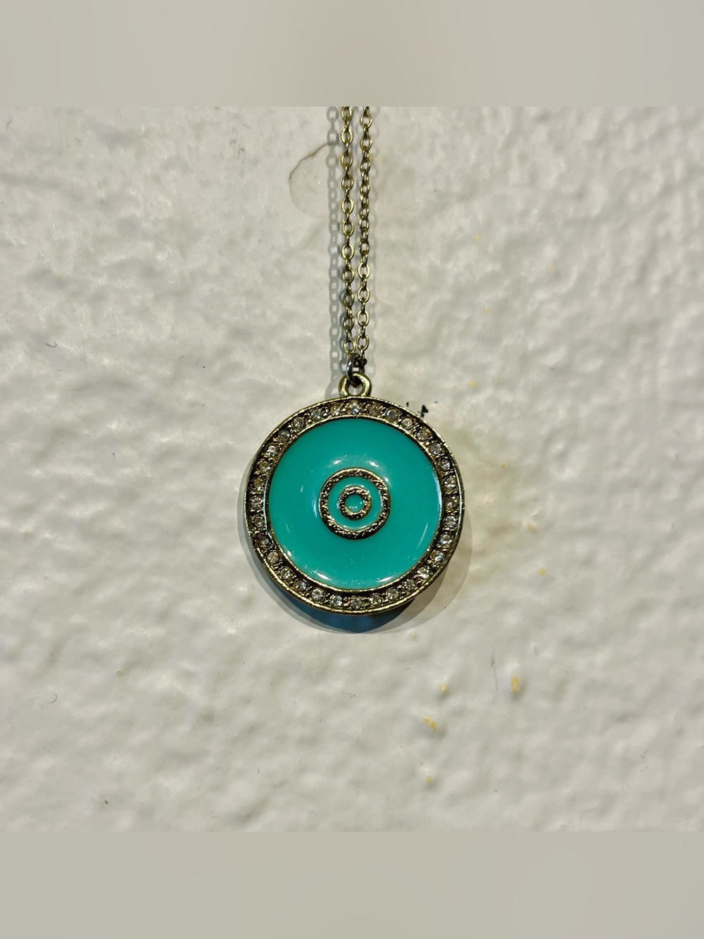 Turquoise Crystal Circle Pendant Necklace